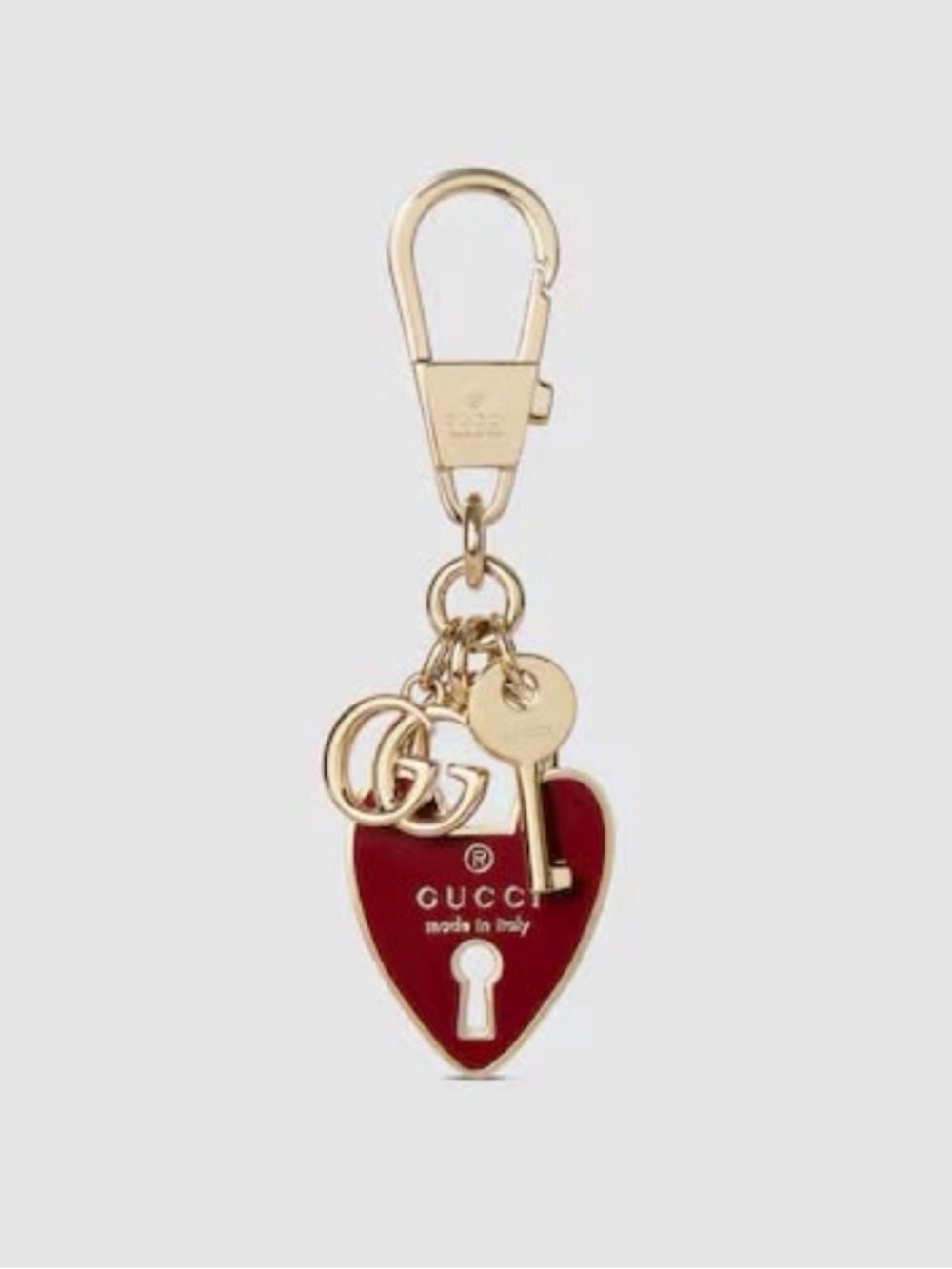 Gucci Red Heart Lock Keychain with Gold Hardware - Picture 3 of 4